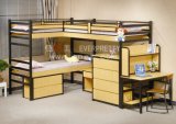 Wood Metal Three Kids Bunk Bed with Stairs Desk Drawers, Dormitory Wooden Bun Bed (SF-20R)