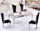 China Supplier Marble Top Steel Dining Table for 6 Seaters