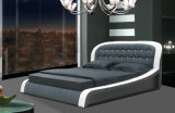 European Style Chesterfield Black Leather Bed