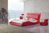 Modern Furniture Luxury Home Red Leather Bed