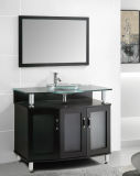 Cruved Solid Wood Bathroom Vanity with Wood Frame Mirror