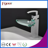 Fyeer Chrome Plated Fan-Shape Glass Spout Basin Faucet Sink Water Mixer Tap Wasserhahn