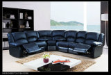 Lazy Boy Sofa Reclining Furniture Round Corner Black Genuien Leather Sofa
