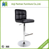 (DAVID) Soft Leather Bar Chair Chrome Metal Footrest Bar Chair