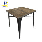 Industrial Vintage Solid Wood Table, Restaurant Metal Dining Table