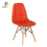 Metal Frame Wood Leg Plastic Chair with PU Cover