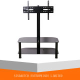 2 Shelf Tempered Glass LCD TV Floor Stand with TV Wall Mount Vesa: 600*400mm