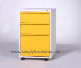 3- Drawers Steel Mobile Filing Cabinet with Lock (SI6-LCF3YW)