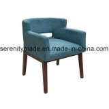 MID-Century Armrest MID Back Blue Velvet Fabric Single Sofa Chairs