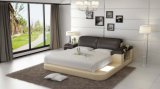 Contemporary Design LED Lighting Bed with Genuine Leather