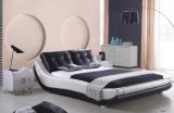 Chinese Bedroom Furniture Waved Shape Leather Queen Size Bed