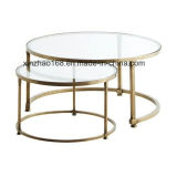 Modern Round Tempered Glass Coffee Table with Stainless Steel Leg