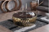 Living Room Furinture Rose Gold Coffee Table with Glass Top
