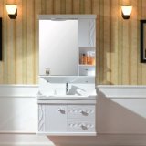 PVC Painting Bathroom Cabinet with Ceramic Basin and Side Cabinet (8005)