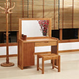 Modern Bamboo Dressing Table with Mirrors and Stool