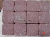 Red Porphyry Cubestone, Cobblestone, Granite Tumbled Cobble Stone for Paving
