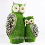 Flocking Finish Mother and Son Owls Figurines Sculpture