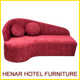 Red Fabric Chaise Lounge Simple Design Sofa for Hotel Bedroom