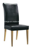High Back Black Leather Restaurant Chair with Wood Legs (FOH-BCB02)