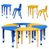 Children Wooden Furniture School Table and Plastic Chairs