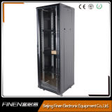 19-Inch Server Rack, Standing Network Cabinet with Tempered Glass Locking Doors