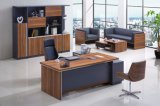 Walnut+Dark Grey Fashionable Furniture Melamine Office Boss Executive Table