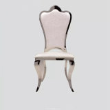 Wholesale High Back and Stainless Steel Golden Metal Frame White PU Dining Chairs