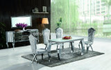 Tempered Glass or Imitated Wood Top or Marble Stainless Steel Dining Table