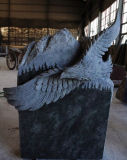 Tropical Green Granite Carved American Eagle Tombstone