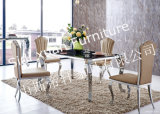 Contemporary Stainless Steel Legs Artificial Marble Dining Table, Marble Top Dining Table, Stone Dining Table