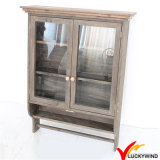 Antique Vintage Brown Hanging Decorative Wooden Wall Cabinet