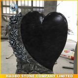 High Quality Germany Heart with Rose Carving Stone Tombstone
