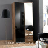 Wooden High Gloss 2 Door Mirrored Combi Wardrobe (WB02)