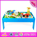 2016 Wholesale Baby Wood Train Table, Funny Kids Wood Train Table, 88 Pieces Wood Train Table W04c061