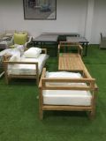 High Quality Burma Teak Wood Patio Sofa Set with Comfortable Cushion