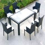 Patio Garden Diner Sets Tempered Glass Square Table 8 Chairs for Outdoor (TG-JW073)