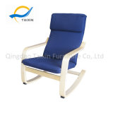 Modern Style Cotton Fabric Rocking Chair with Wooden Armrest