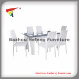 White Metal Glass Dining Set (DT068)