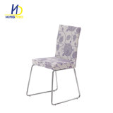 Fabric Covered Metal Chromed Legs Dining Chair