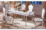 Modern Design Stainless Steel Dining Table Set with Glass
