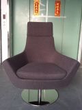 Soft Fabric Lounge Chair with Stainless Steel Round Base