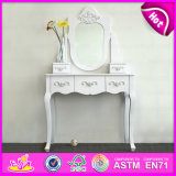 Fashion Modern Home Furniture White Wooden Dressing Table with Stool & Mirror W08h018
