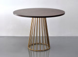 Gold Steel Fhase Design (wood top) Wire Cafe Table