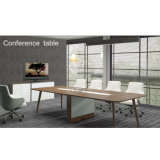 Melamine Type Meeting Table with Solid Wood Frame Base