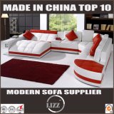 Modern Style U Shape White Leather Sofa for Living Room