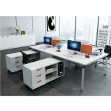 HPL Boards 4 Seater L Shape Work Table with Side Return Cabinet