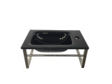 Small One Piece Glass Basin with Stainless Steel Frame