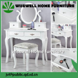 White Color Wood Dressing Table with 5 Drawer (W-HY-018)