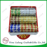Good Quality Printing Gold Yarn Gift Ribbon for Christmas Decorations