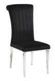 Modern Stainless Steel Metal Curve Stitching Back Black Vevelt Dining Chair